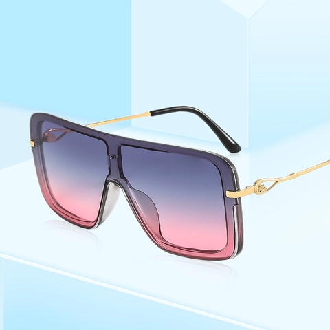 Occhiali Da Sole Quadrati Oversize Protezione UV400 Lente Shield Integrata Aste In Metallo Cavo Moda Per Donna