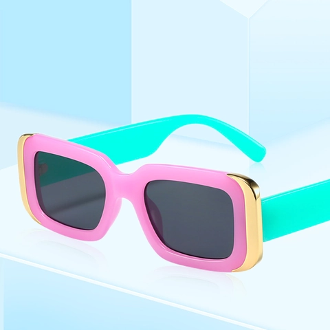 Occhiali Da Sole Quadrati Retrò Montatura PC Protezione UV400 Viaggio All Aperto Moda Rettangolare Unisex Metallo Oro