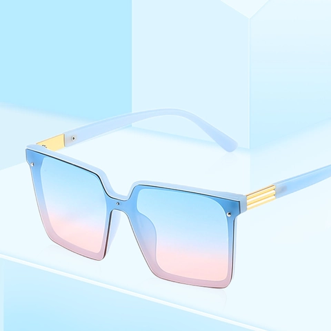 Fashion Square Oversized Sunglasses PC Frame Metal Accents UV400 Gradient Lens Candy Colors Retro Eyewear For Women Men