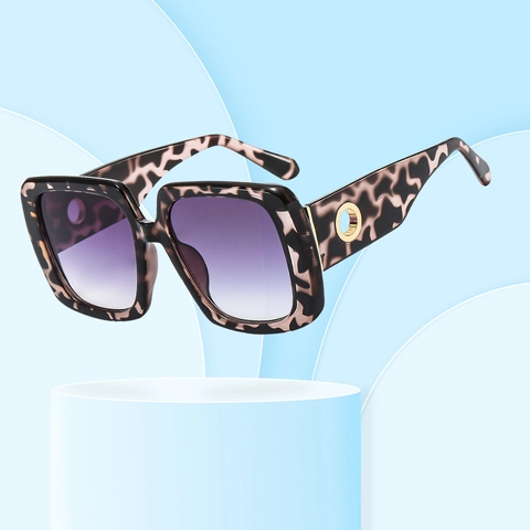 Retro Oversized Square Sonnenbrille UV400 Schutz PC Gläser Metallring Dekor Mode Gradient Brillen Für Damen Herren