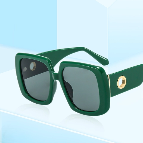 Retro Oversized Square Sonnenbrille UV400 Schutz PC Gläser Metallring Dekor Mode Gradient Brillen Für Damen Herren