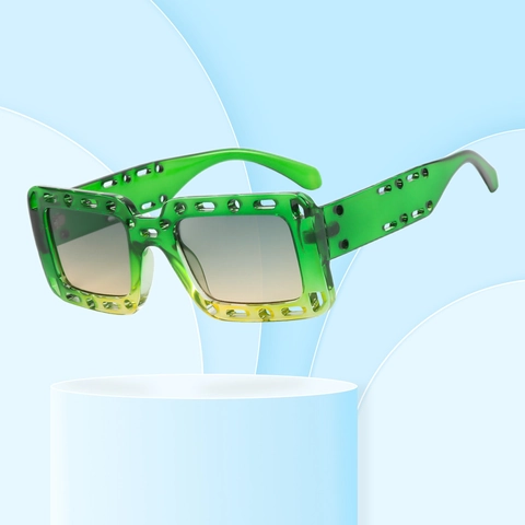 Square Sunglasses Hollow Out Perforated Design PC Frame PC Lens UV400 Protection Fashionable Avant-garde Hip Hop Unisex