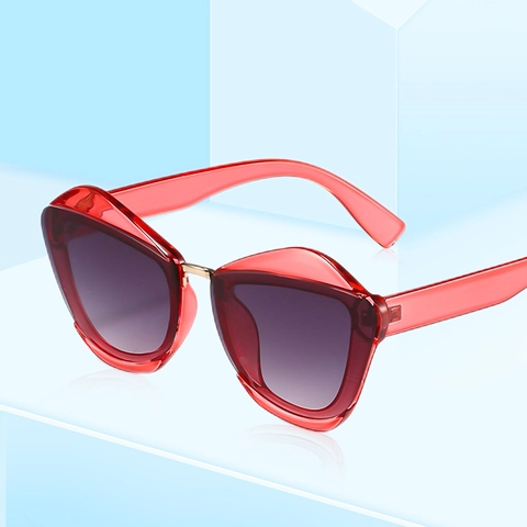 Moderne Katzenaugen Sonnenbrille Geometrische PC Rahmen Metallsteg UV400 Schutz Verlaufsgläser Mode Avantgarde
