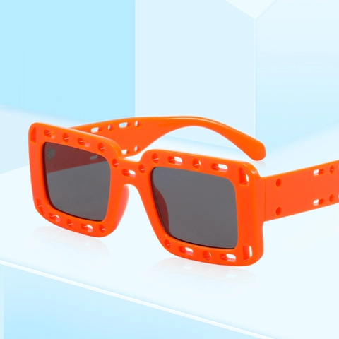 Square Sunglasses Hollow Out Perforated Design PC Frame PC Lens UV400 Protection Fashionable Avant-garde Hip Hop Unisex
