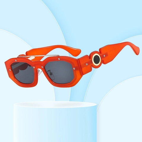 Square Geometric Sunglasses PC Frame With Metal Ring UV400 Protection Hip Hop Punk Fashion For Men Women