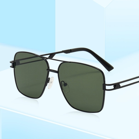 Square Pilot Sunglasses Metal Frame PC Lens UV400 Protection Double Bridge Trendy Eyewear Unisex
