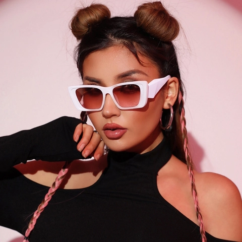 Gafas De Sol Cuadradas Retro Mujeres Moda Montura Pequeña Protección UV400 Lentes Degradadas Material PC Y2K Street Style