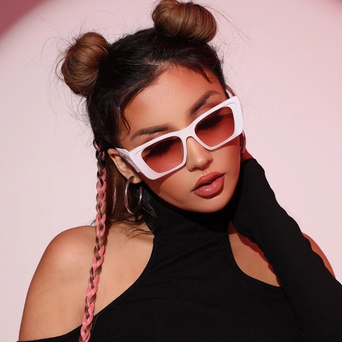 Gafas De Sol Cuadradas Retro Mujeres Moda Montura Pequeña Protección UV400 Lentes Degradadas Material PC Y2K Street Style