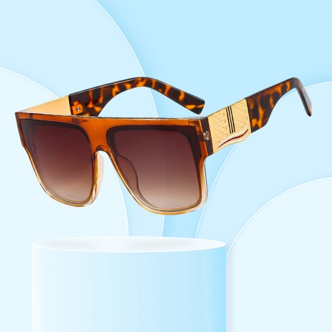 Oversized Square Sunglasses Vintage PC Frame Metal Decor UV400 Gradient Lens Fashion Eyewear For Women Men