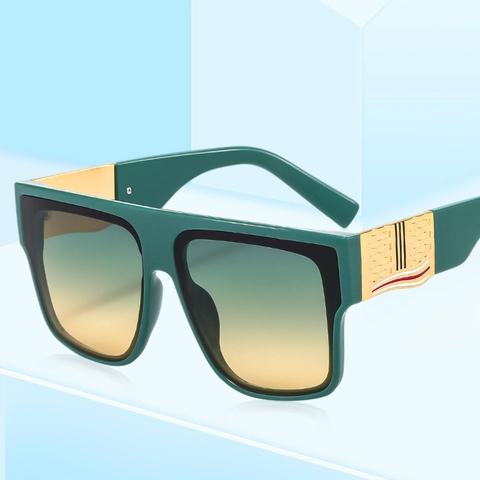 Oversized Square Sunglasses Vintage PC Frame Metal Decor UV400 Gradient Lens Fashion Eyewear For Women Men