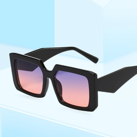 Retro Large Square Sunglasses Women Men PC Frame UV400 Protection Geometric Wide Temple Trendy Outdoor Eyewear