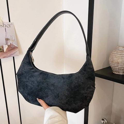Retro Matte Wildleder Hobo Tasche Für Frauen Vintage Unterarm Schultertasche Minimalistische Pendler Handtasche