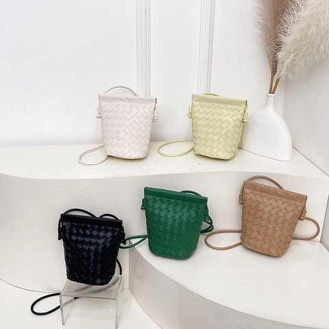 Sac Seau Tissé Cuir PU Sac À Bandoulière Petit Chic Minimaliste Sac À Main Pour Femmes Quotidien Loisirs Voyage