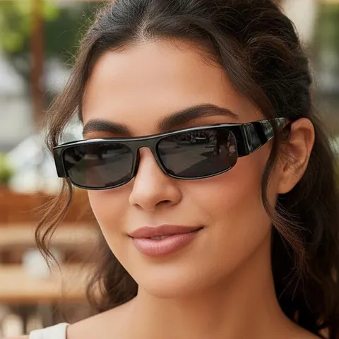 Retro Rechthoekige Zonnebril Halve Frame Vierkante PC Lenzen UV400 Bescherming Mode Streetwear Outdoor Unisex