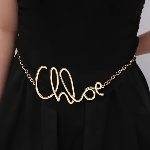 Cintura A Catena In Metallo Con Lettere Retro Accessorio Di Moda In Lega Per Vestito Da Donna