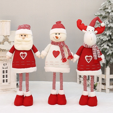 Bambole Di Peluche Babbo Natale Pupazzo Di Neve Renna Tessuto Maglia Ornamenti Natalizi Decorazione Interna Fatto A Mano Morbido