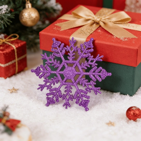 Décorations De Noël Flocon De Neige Plastique Scintillant Ornement Arbre De Noël Hiver Fête Maison