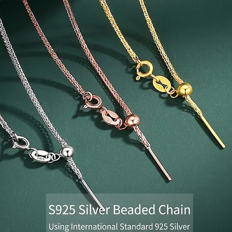 925 Sterling Silver Adjustable Universal Necklace Chain Slider Pin For Pendants Thin Box Chopin Cross Snake Bead Jewelry