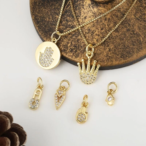 Mode Anhänger Halskette Vergoldetes Kupfer Zirkonia Hand Der Fatima Herz Stern Blume Eleganter Schmuck Für Damen