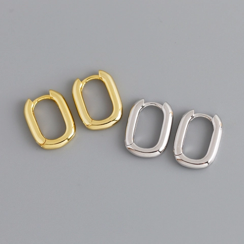 Orecchini a Cerchio Minimalisti Francesi in Rame a Forma di U per Donna Retro Ovali Geometrici Placcati Oro Argento Gioielli
