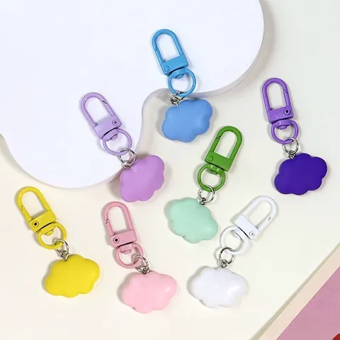 Cute Cartoon Cloud Macaron Color Keychain Plastic Resin Simulated Cloud Bag Pendant With Alloy Lobster Clasp For Women Kids