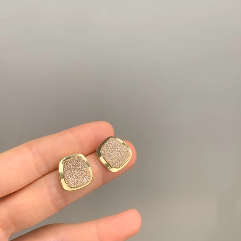 Orecchini A Lobo Quadrati Lega Placcato Oro Opaco Glitter Geometrico Minimalista Gioielli Di Moda Regali Donna