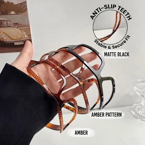 Serre-tête En Forme De Lunettes De Soleil Rétro Pour Femmes Bandeau Antidérapant En Plastique Avec Dents