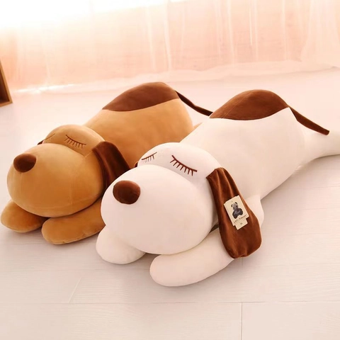 Liegender Hund Plüschtier Welpen Langes Kissen Weicher Plüsch PP Baumwolle Schlafender Begleiter Süße Tierpuppe Heimdekoration Geschenk