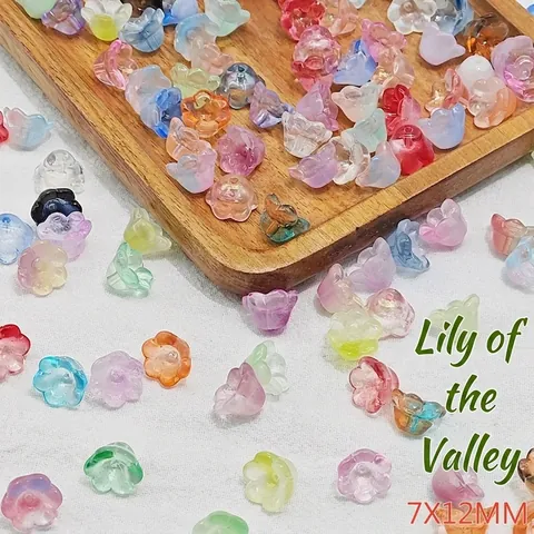 Maiglöckchen Blume Glas Lose Perlen Farbverlauf Halbtransparent Glockenblume Floral Charms Für DIY Schmuckherstellung