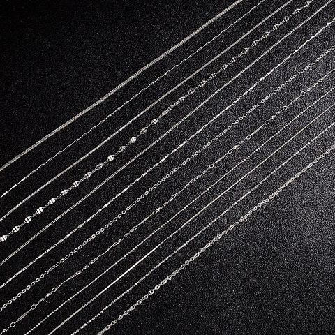 Minimalist Necklace Chain Base For Pendants 925 Sterling Silver Fine Dainty Box Snake O-Chain Link Adjustable