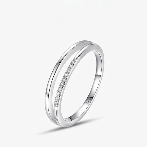 925 Sterling Silber Ring Mit Mikro Pavé Zirkonia Doppelter Layer Geometrischer Minimalistischer Modeschmuck Für Damen