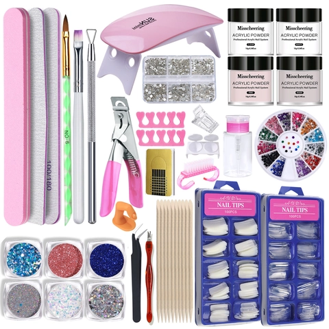 Acrylic Plastic Nail Art UV LED Lamp Fake Nails Extension Rhinestones Glitter Polish Tools DIY Manicure Salon