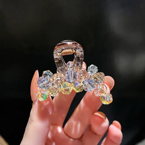 Eleganter Kristall Strass Haarkralle Für Damen Acryl Facettierte Perlen Verlauf Aurora Französischer Stil Haarschmuck Styling Tool