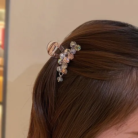 Eleganter Kristall Strass Haarkralle Für Damen Acryl Facettierte Perlen Verlauf Aurora Französischer Stil Haarschmuck Styling Tool