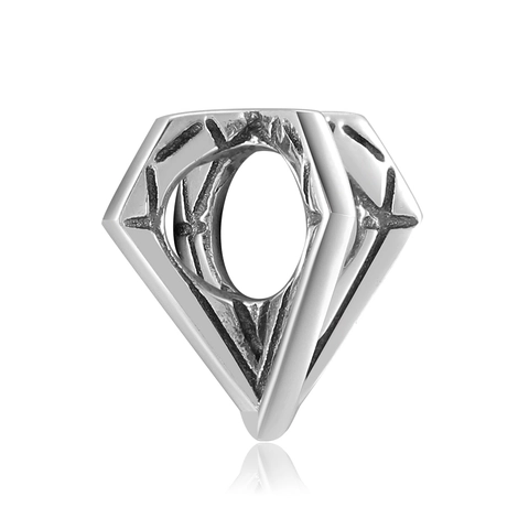 925 Sterling Silber Diamantförmige Perle Minimalistisches DIY Schmuckzubehör Charm Für Armband Halskette Geschenk