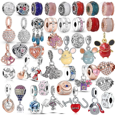 Alloy Charm Beads DIY Bracelet Pendants Heart Star Animal Enamel Sparkling Crystal Jewelry Making For Women Girls