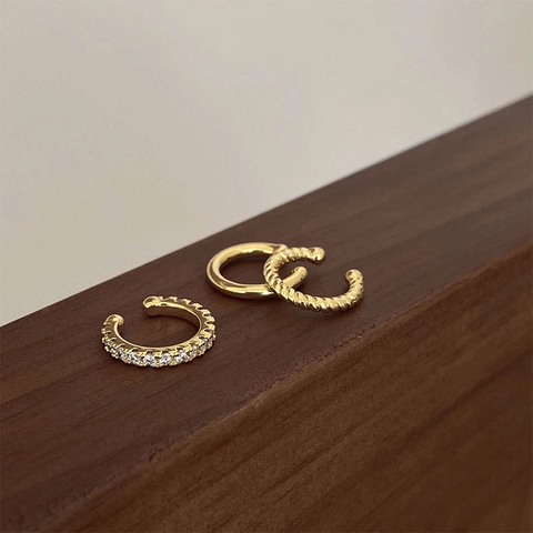 Vintage Ear Cuffs Copper Zircon Fashion Non Pierced Jewelry For Women Polished Twisted Row Zircon Design