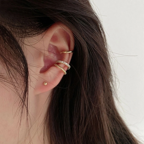 Vintage Ear Cuffs Copper Zircon Fashion Non Pierced Jewelry For Women Polished Twisted Row Zircon Design
