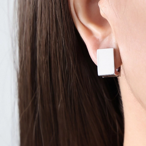 Boucles d'Oreilles Créoles Carrées Rectangulaires Géométriques Plaquées Or Argent Cuivre Minimaliste Mode Bijoux Cadeau Pour Femmes