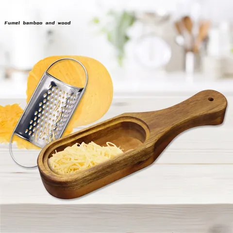 Stainless Steel Manual Cheese Grater With Wood Storage Box Handheld Food Zester For Kitchen Ginger Garlic