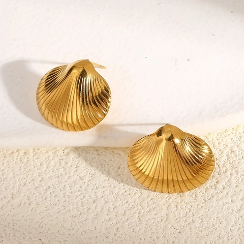 Sea Starfish Shell Coral Stud Earrings 18K Gold Plated Stainless Steel Waterproof Niche Design Jewelry For Women