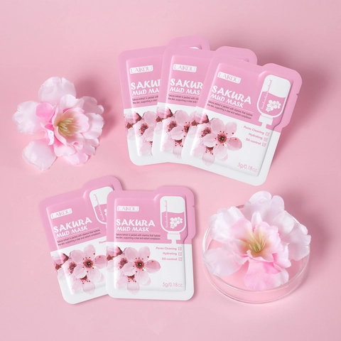 Sakura Mud Mask For Pore Cleaning Hydrating And Oil Control Face Skin Care Portable Single Use Travel Sachet