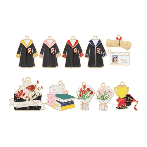 Enamel Alloy DIY Jewelry Charms Graduation Mother Day Theme Pendants For Bracelet Necklace Crafting Making
