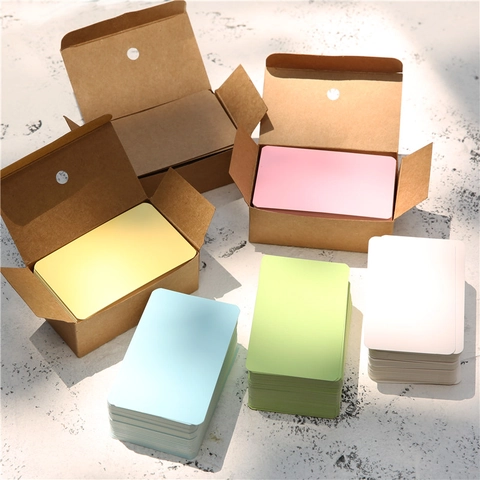 Set di Carte Fai-da-te in Carta Kraft Bianche Multicolore Angoli Arrotondati Piccole Carte per lo Studio del Vocabolario Messaggi Note Scrittura Cancelleria Regalo Segnalibri