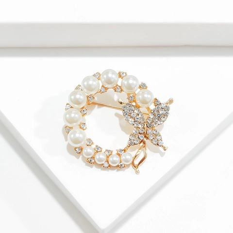 Spilla A Farfalla E Coniglio Con Künstliche Perle D'Imitazione Strass Lega Gioielli Di Moda Eleganti Da Donna