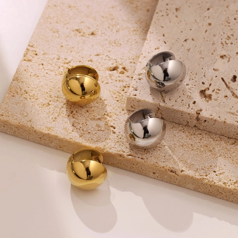 Orecchini a Bottone Minimalisti in Acciaio al Titanio a Cupola per Donna Oro Argento Lucidato a Specchio Gioielli Moda