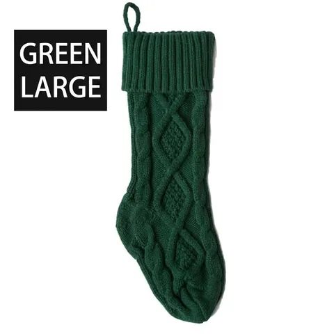 Classic Cable Knit Christmas Stocking Knitted Gift Bag Holiday Decoration For Fireplace Mantel Christmas Tree Hanging Ornament