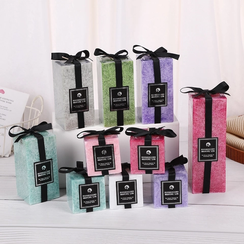 Square Pillar Aromatherapy Candle Scented Mixed Wax Ice Flower Texture Smokeless Home Decoration Wedding Gift Modern