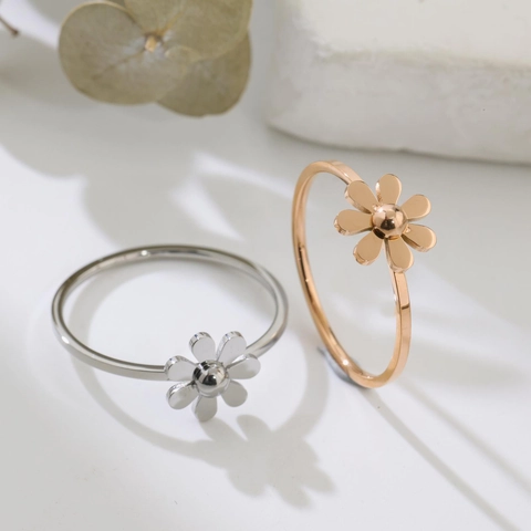 Daisy Flower Ring Stainless Steel Minimalist Fresh Style Jewelry For Women Girls