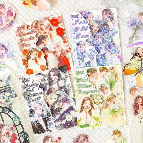 Adesivi PET Vintage Con Fiori E Figure Impermeabili Decorativi Per Scrapbooking DIY E Decorazione Diario Artistico